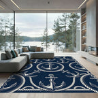 Nautical Rope Anchor Navy Repeat Rug