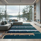 Linear Blue Dock Geometric Perspective Rug