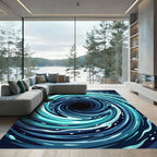 Abstract Oceanic Swirl Concentric Vortex Rug