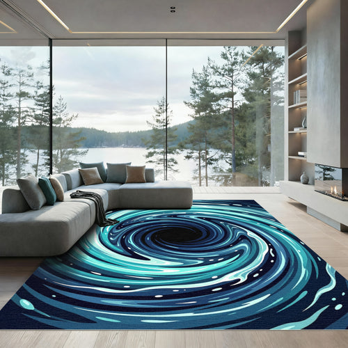 Abstract Oceanic Swirl Concentric Vortex Rug