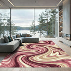 Crimson Beige Swirl Liquid Art Rug