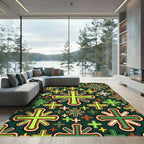 Geometric Emerald Green Cross Mosaic Rug