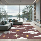 Celestial Gold Starry Night Brown Rug