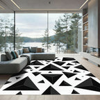 Black Geometric Pyramid Cluster Rug