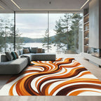 Warm Amber Abstract Fluid Waves Rug