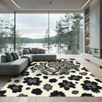 Monochromatic Leopard Face Animal Illustration Rug