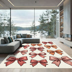 Sweet Romantic Pink Bow Ribbon Grid Rug