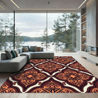 Rich Amber Arabesque Scrollwork Rug