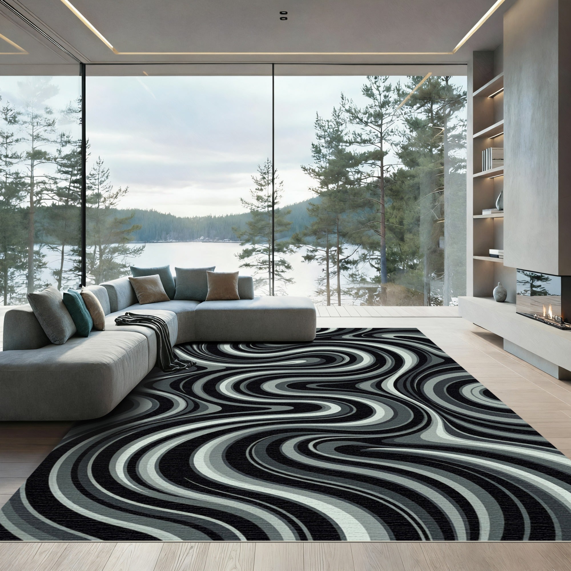 Monochromatic Swirl Gradient Rug