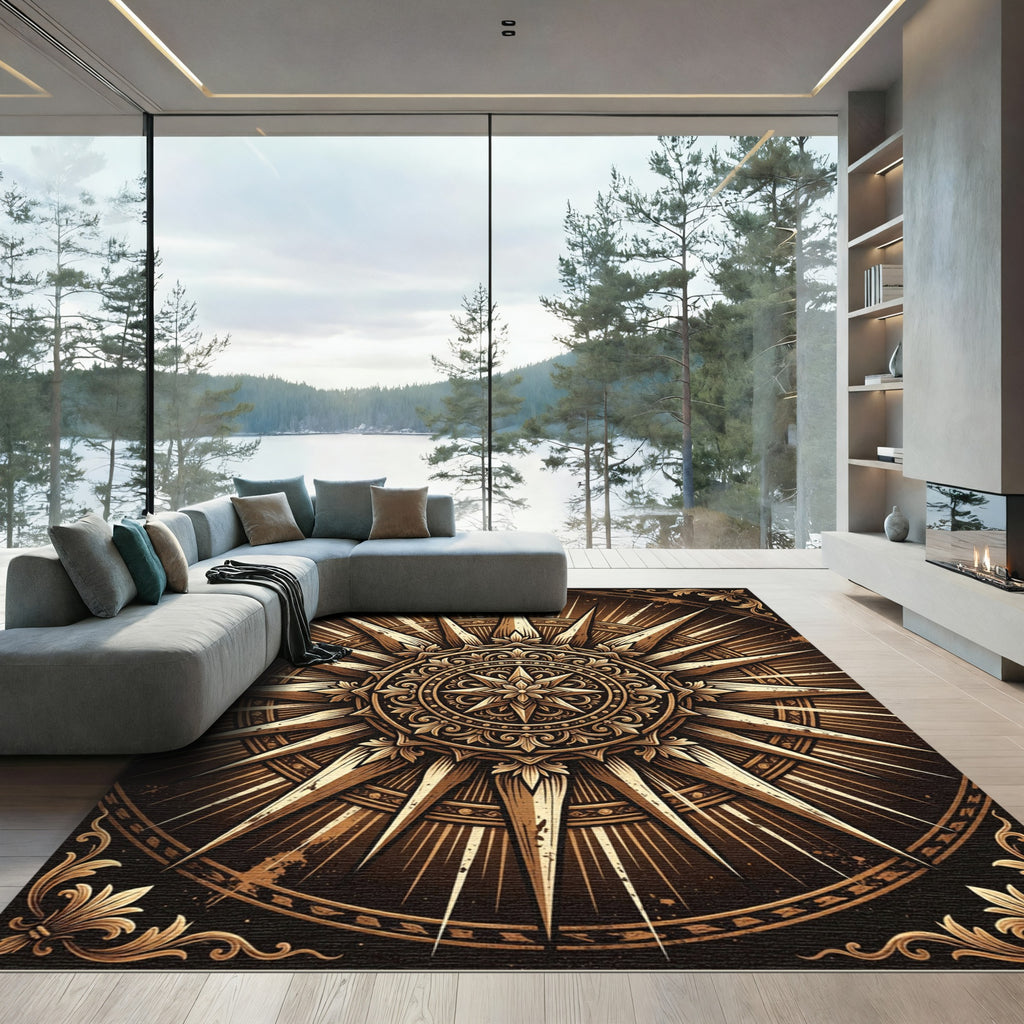 Gilded Bronze Radiant Sunburst Medallion Rug