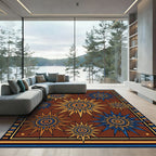 Celestial Golden Sunburst Earthy Brown Rug
