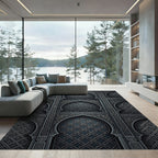 Dark Gray Intricate Arabesque Arch Rug