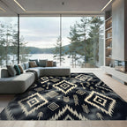 Tribal Diamond Arrows Black Rug