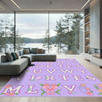 Floral Alphabet Monogram Lavender Rug