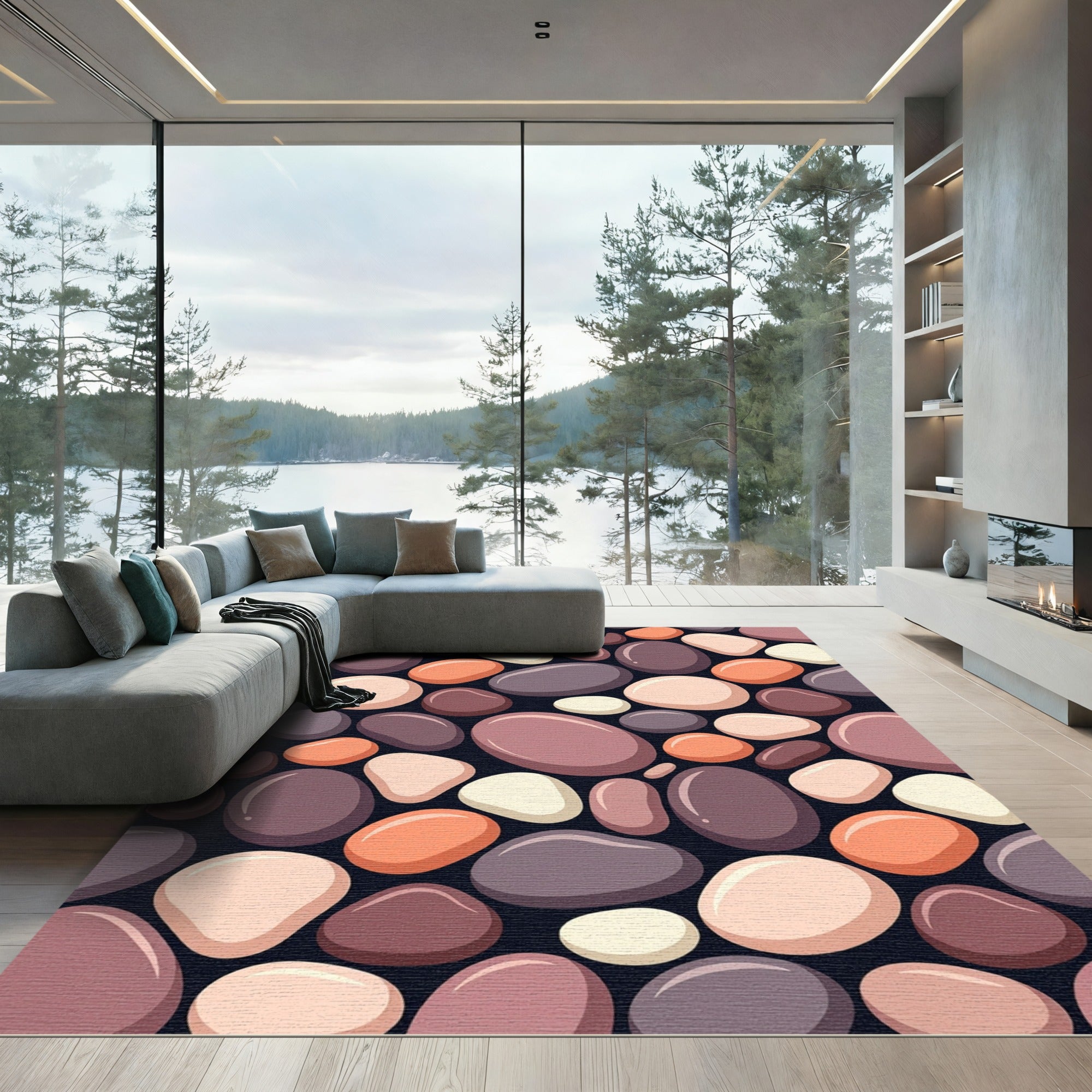 Smooth Pebble Cluster Color Blend Rug
