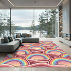 Pastel Rainbow Arch Waves Rug