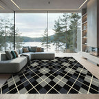 Black Gray Diamond Argyle Rug
