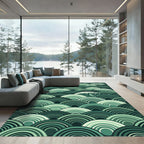 Green Wave Ocean Scales Rug