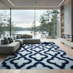 Navy Indigo Quatrefoil Geometric Rug