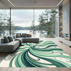 Flowing Sage Green Abstract Swirl Rug