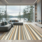Modern Neutral Earthy Tone Vertical Stripe Rug