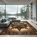 Ornate Bronze Star Floral Medallion Rug