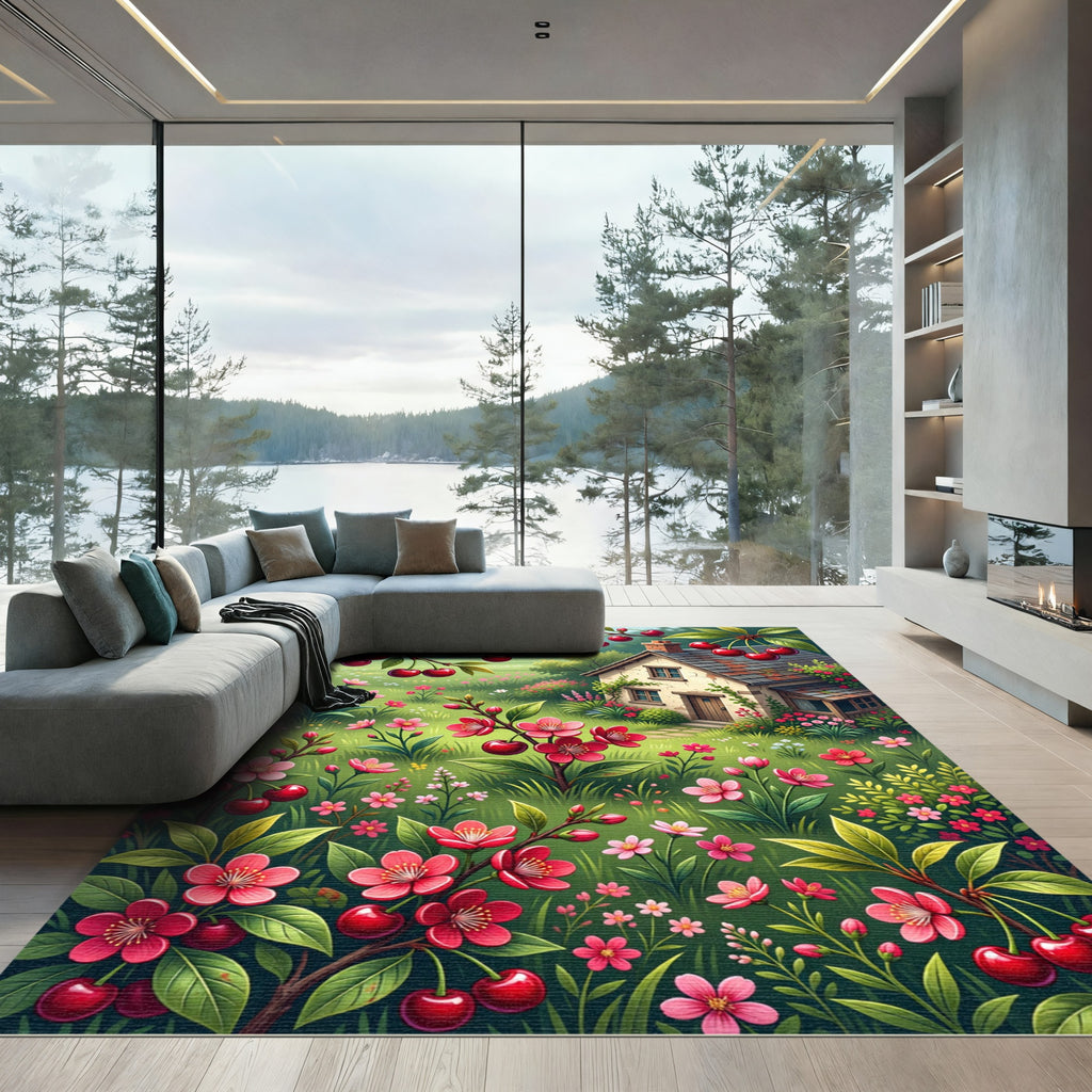 Cherry Blossom Garden Floral Rug