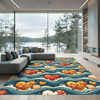 Ocean Hearts Starfish Seashell Waves Rug