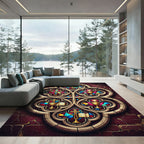 Stained Glass Gothic Cross Chalice Rug