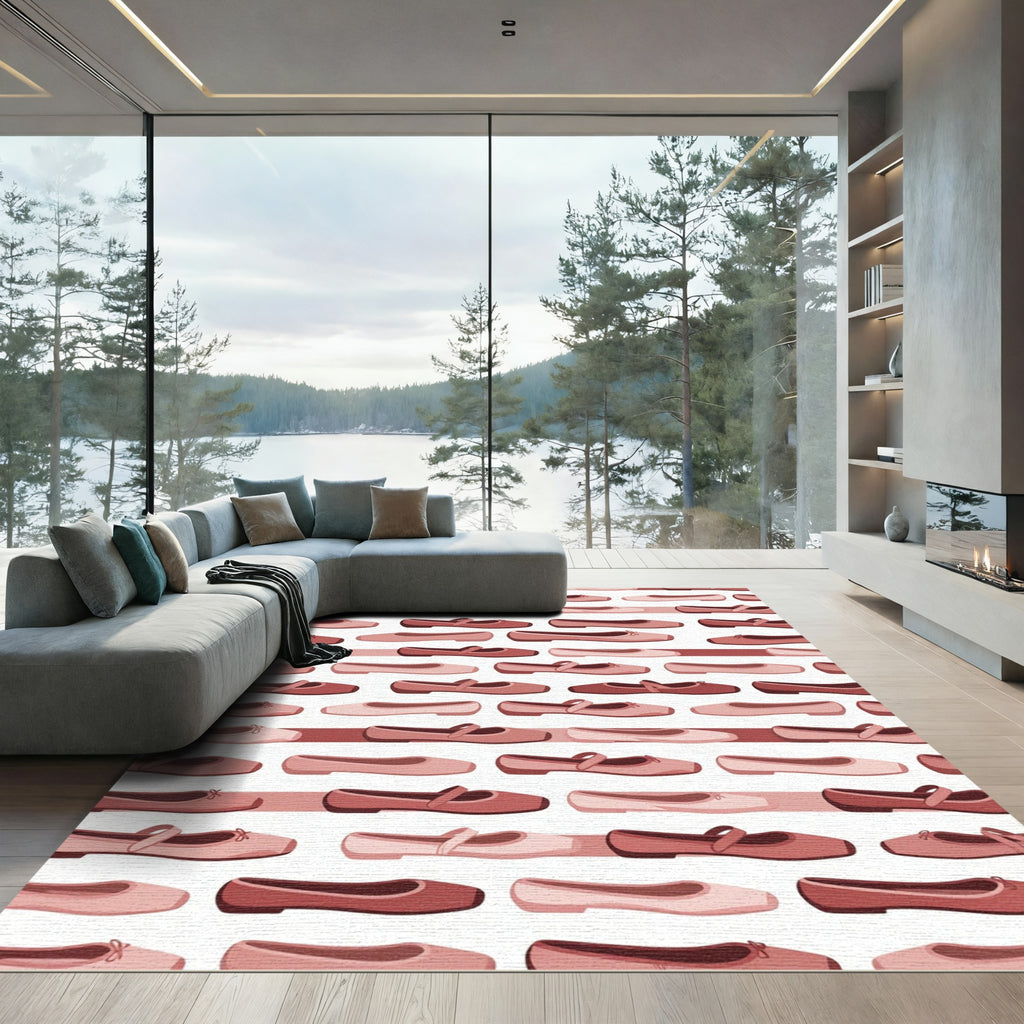 Ballet Flats Rows Pink Silhouette Rug