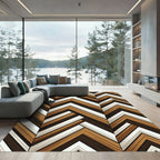 Modern Geometric Brown Chevron Herringbone Rug