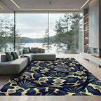Dual Serpent Midnight Tropics Illustration Rug