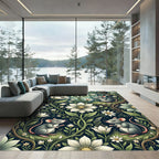 Enchanted Forest White Floral Mouse Meadow Rug