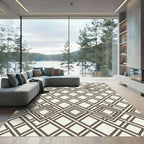 Brown Interlocking Geometric Squares Rug