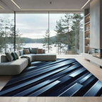 Modern Metallic Blue Blade Rug