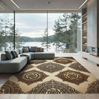 Ornate Golden Rose Medallion Rug