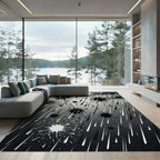 Monochromatic Ink Splash Abstract Art Rug
