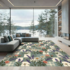 Sage Gingham Rose and Lavender Garden Rug