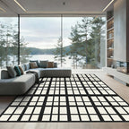 Monochromatic Modern Grid Composition Rug