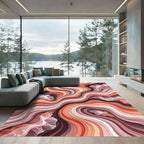 Terracotta And Pink Wavy Flow Rug