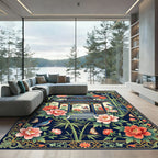 Chinoiserie Navy Peony Pagoda Garden Rug