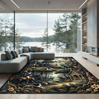 Equestrian Forest Hunting Scene Rug