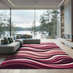 Crimson Wave Abstract Swirl Rug