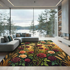 Golden Wheat and Crimson Rose Arbor Rug
