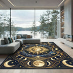 Celestial Sun and Moon Gold Tapestry Rug