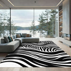 Monochromatic Zebra Swirl Landscape Rug