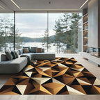 Golden Brown Geometric Facet Rug