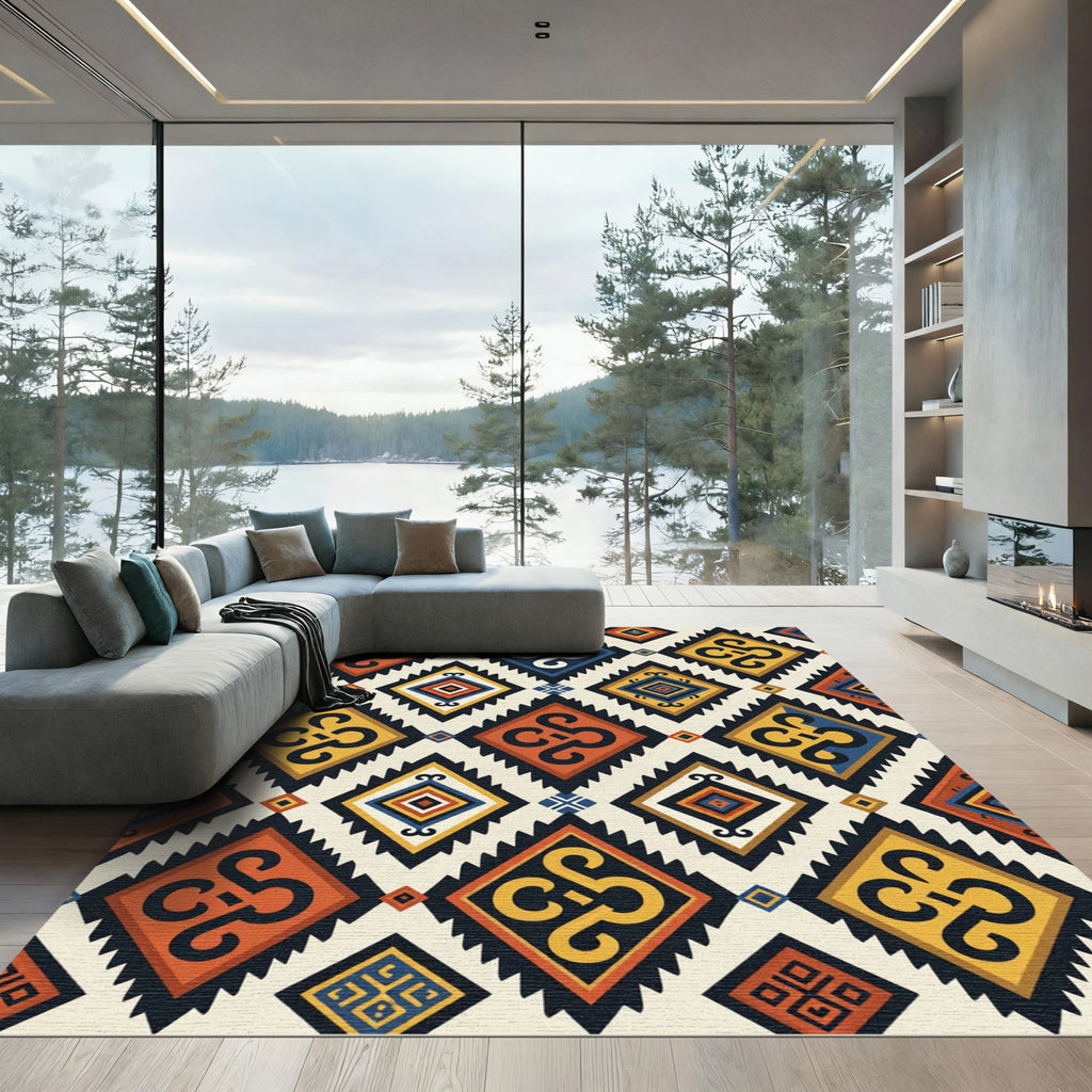 Geometric Tribal Diamond Adobe Chevron Rug