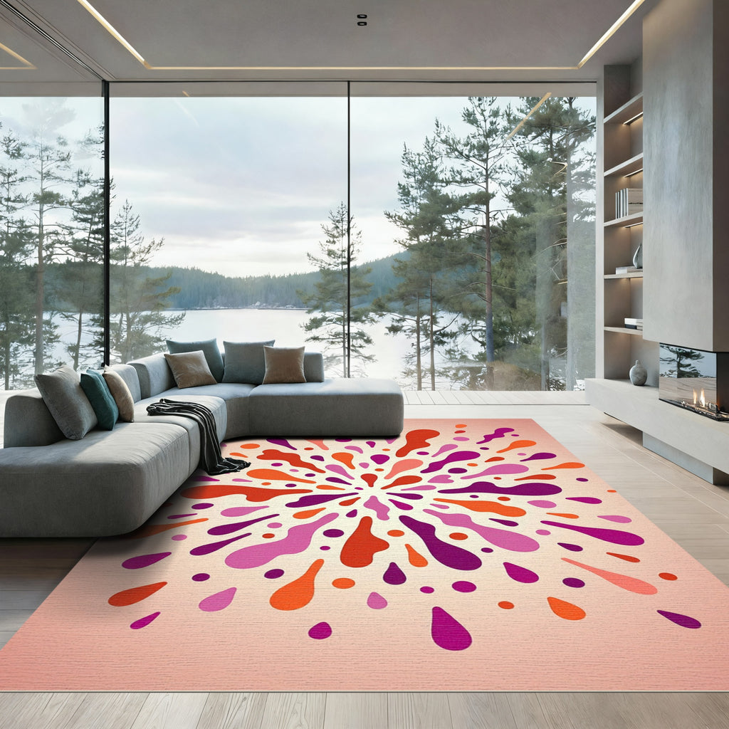 Vibrant Splatter Burst Color Explosion Rug