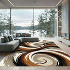 Earthy Marble Swirl Abstract Rug